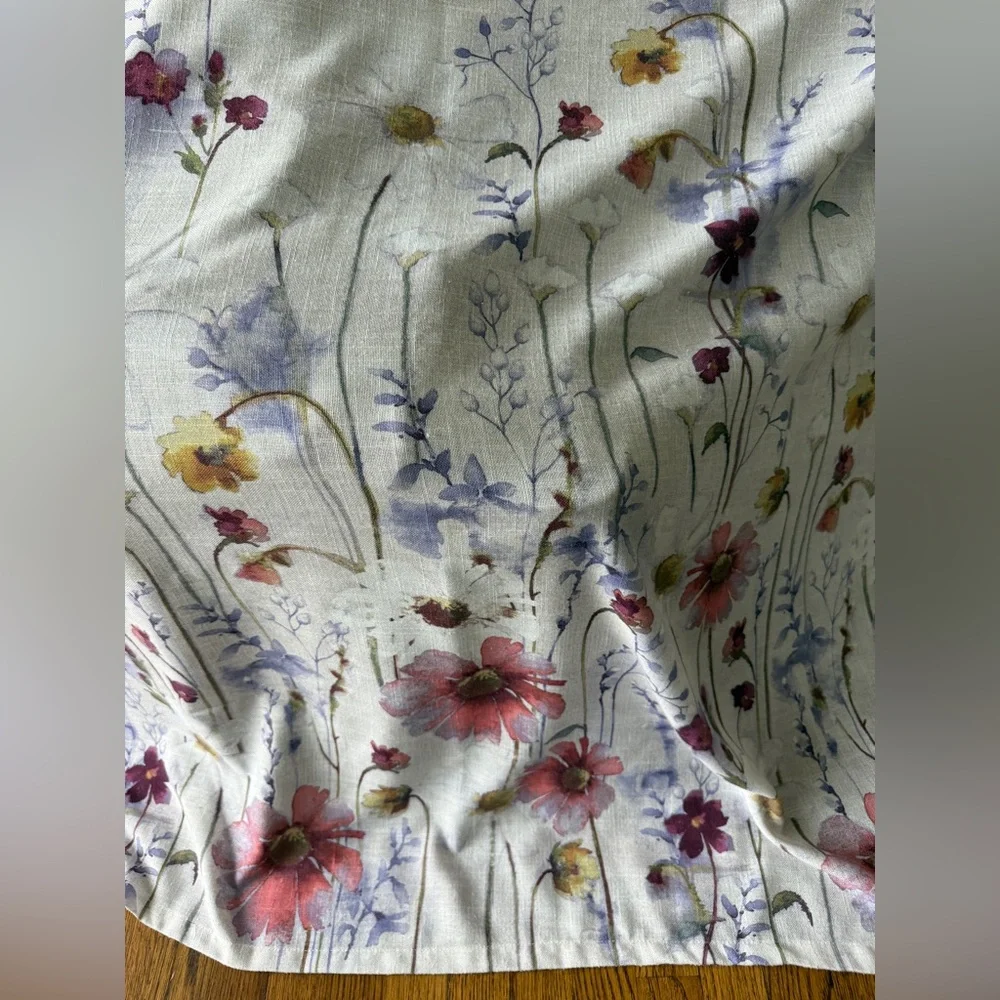 Croscill Shower Curtain Floral Flowers “Pressed Flowers” Linen Look 70.5”L x70”W